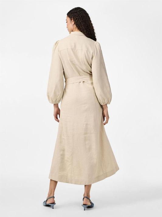 YASFlaxy 3/4 Linen shirt dress-birch