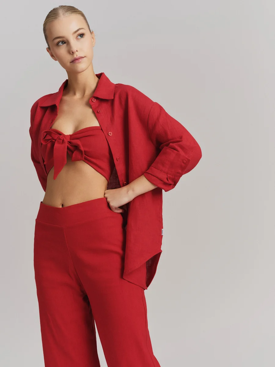 Livia linen shirt -red