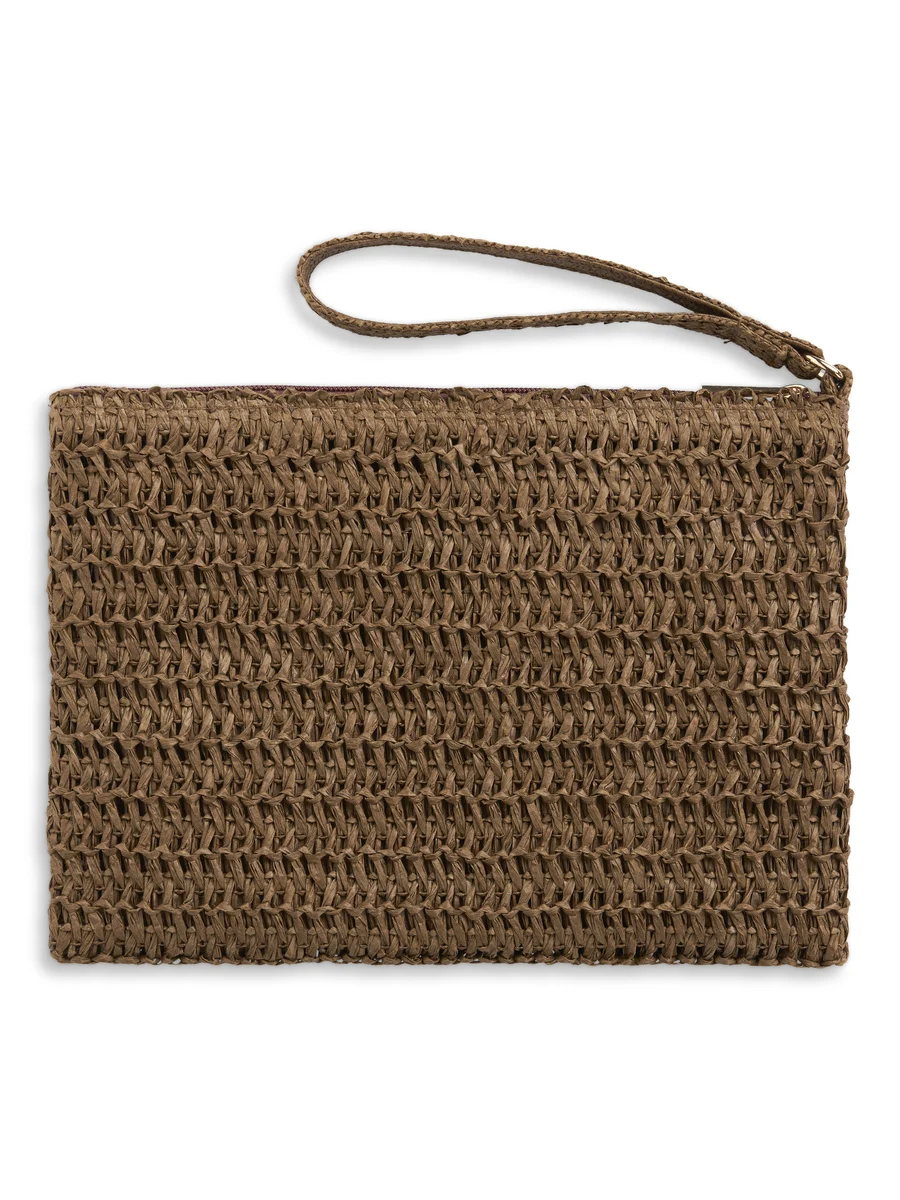 Mim Straw Clutch Brown