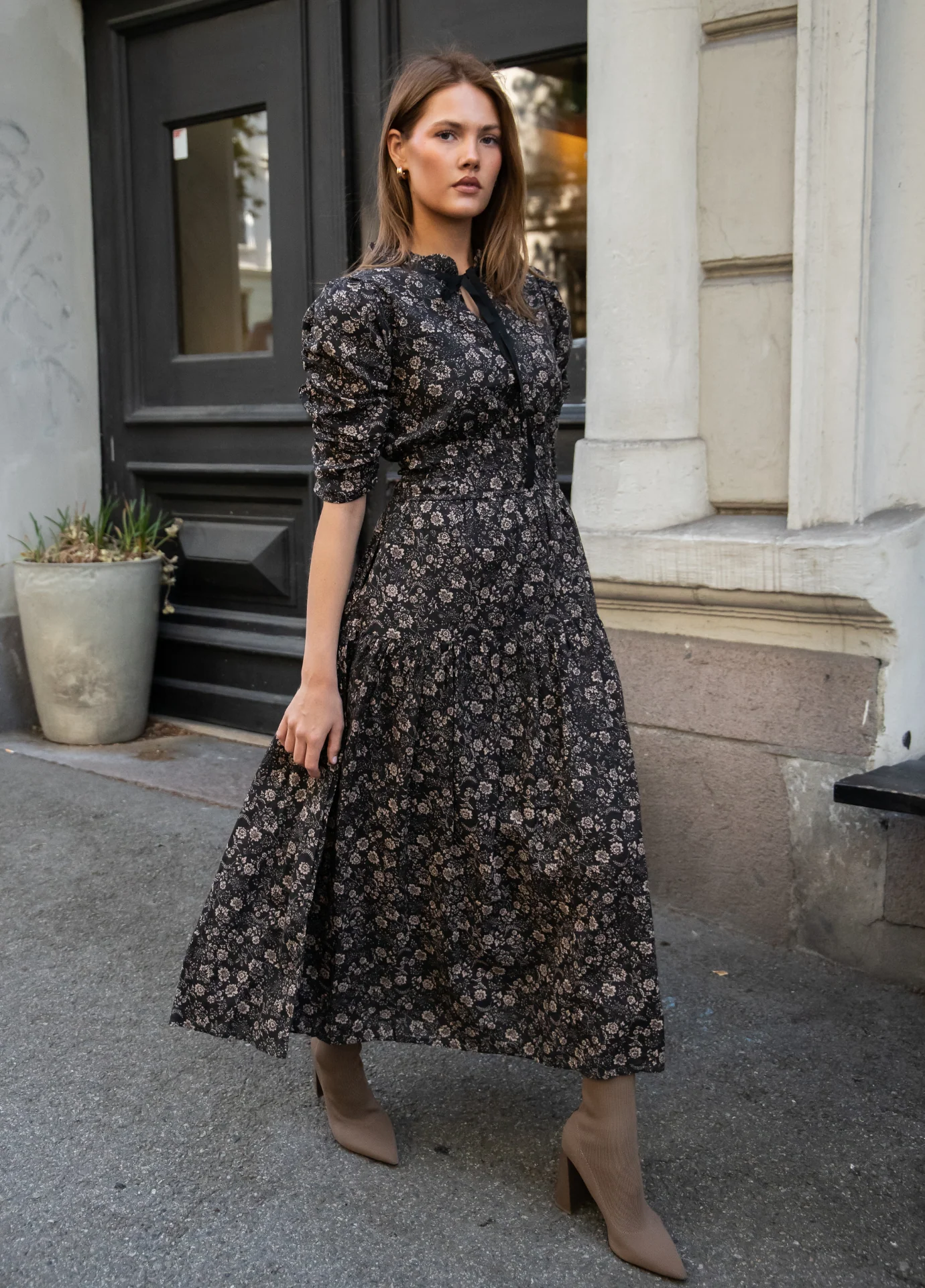 Madison dress-beige botanic