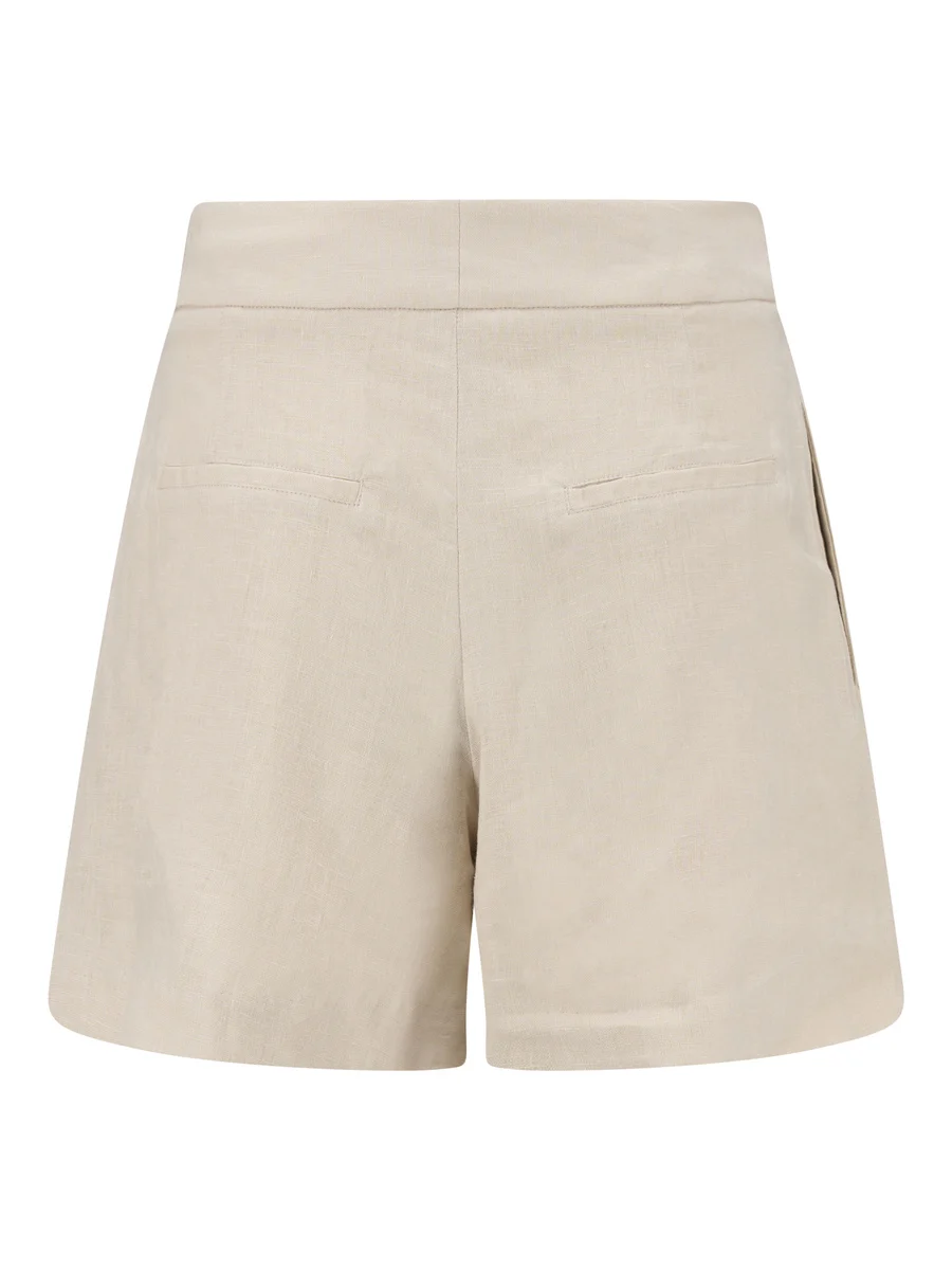 Freya Solid Linen Shorts-beige