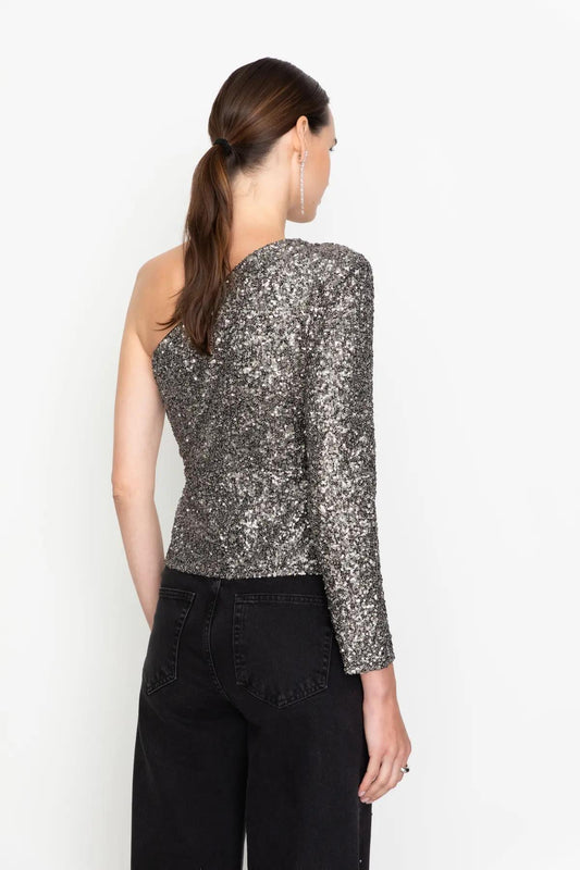 Libra Sequin Top - silver