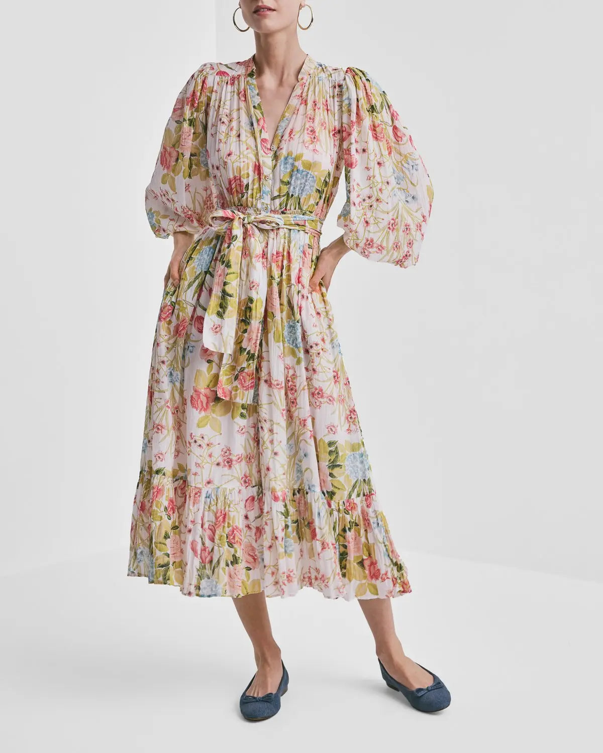 Bohemian belt dress-flower field