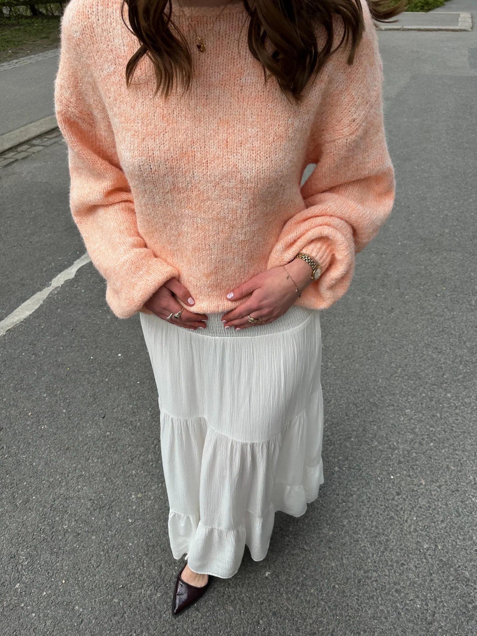 ViMarley L/S Knit Pullover-peach pearl