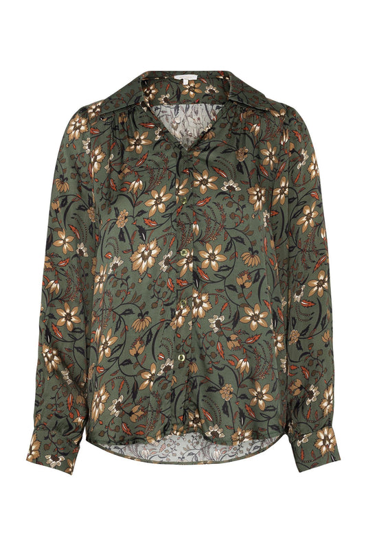 Blouse print-green midi