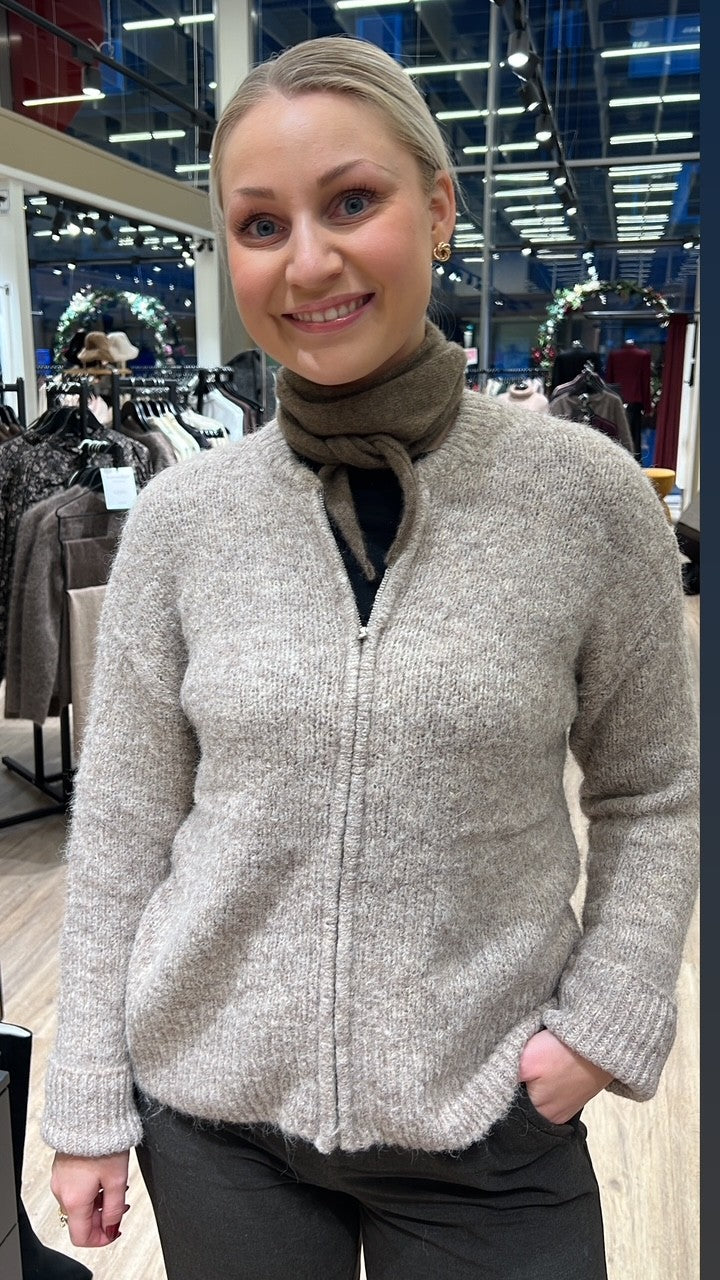 ViMarley L/S Zip Cardigan-natural melange
