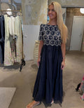 Broderie Anglaise Maxi Dress-navy