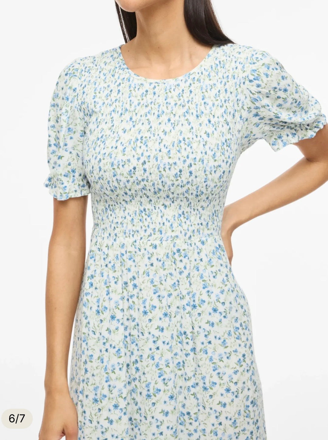 Vigreis neck ankle dress-blue flowers