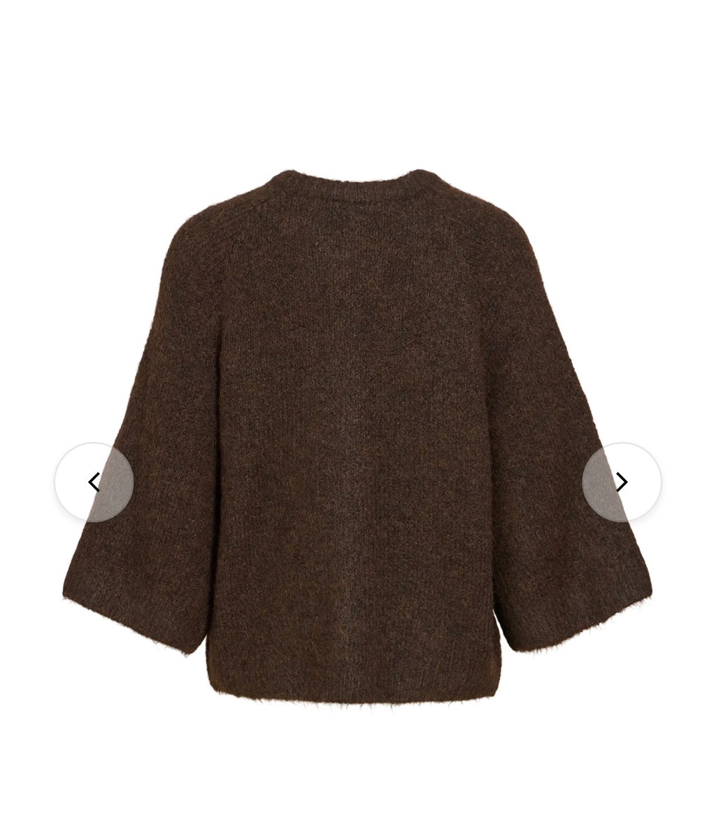 Vibows 3/4 knit cadigan - coffee bean