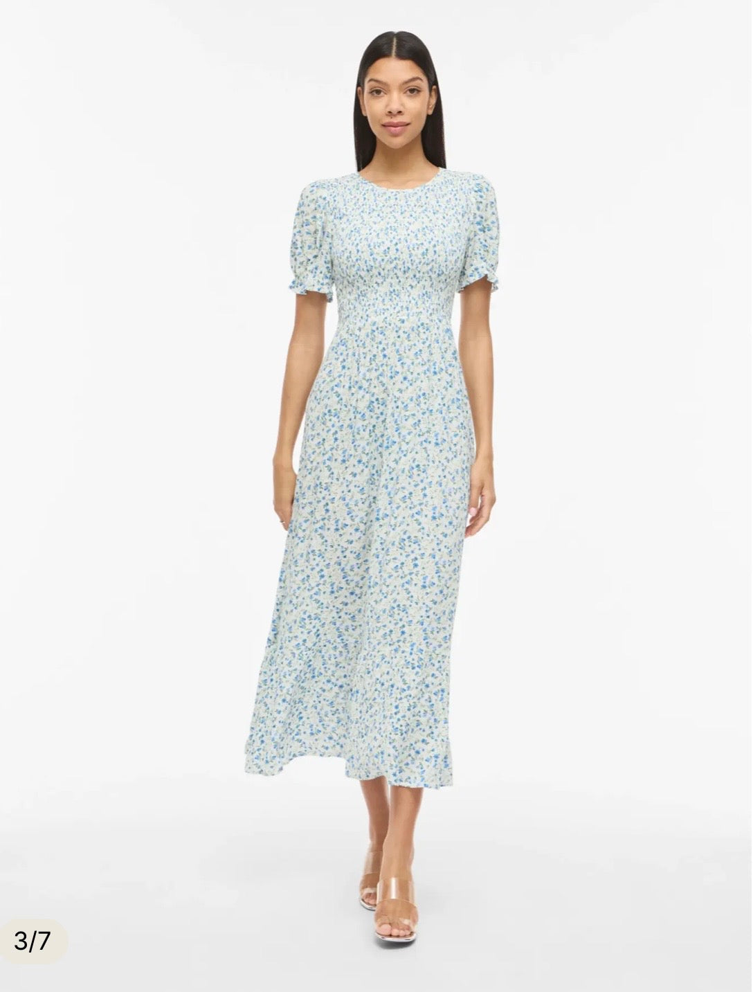 Vigreis neck ankle dress-blue flowers