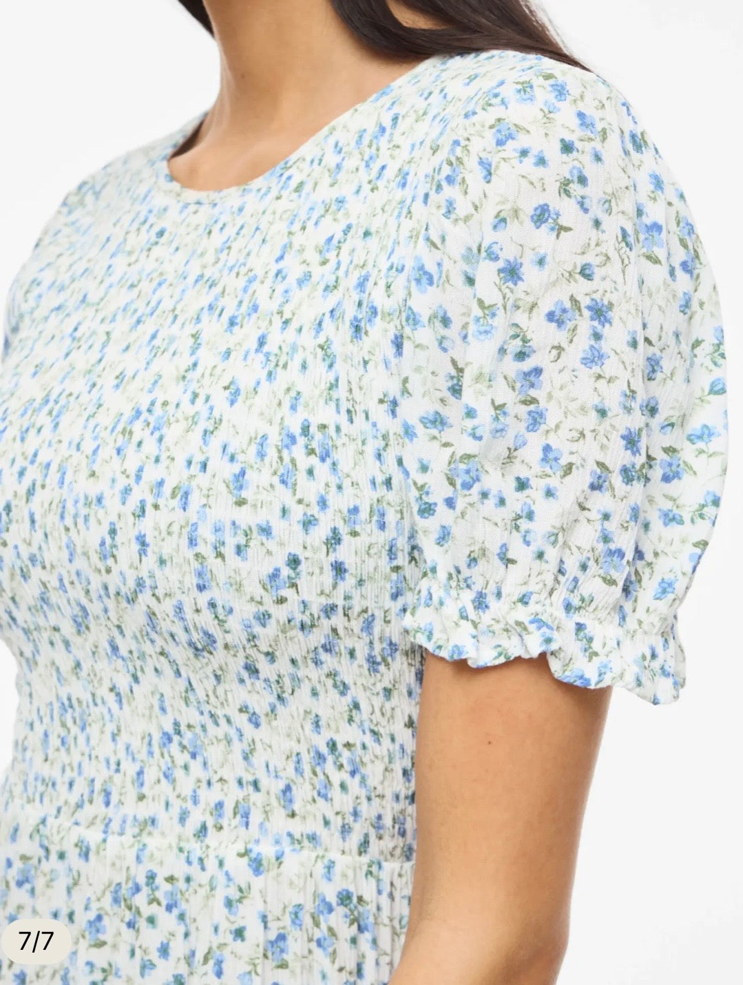 Vigreis neck ankle dress-blue flowers