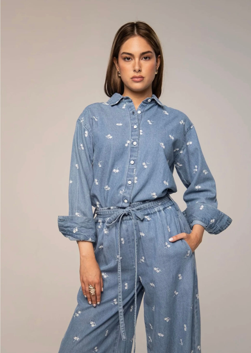 Ava Shirt-denim fiore