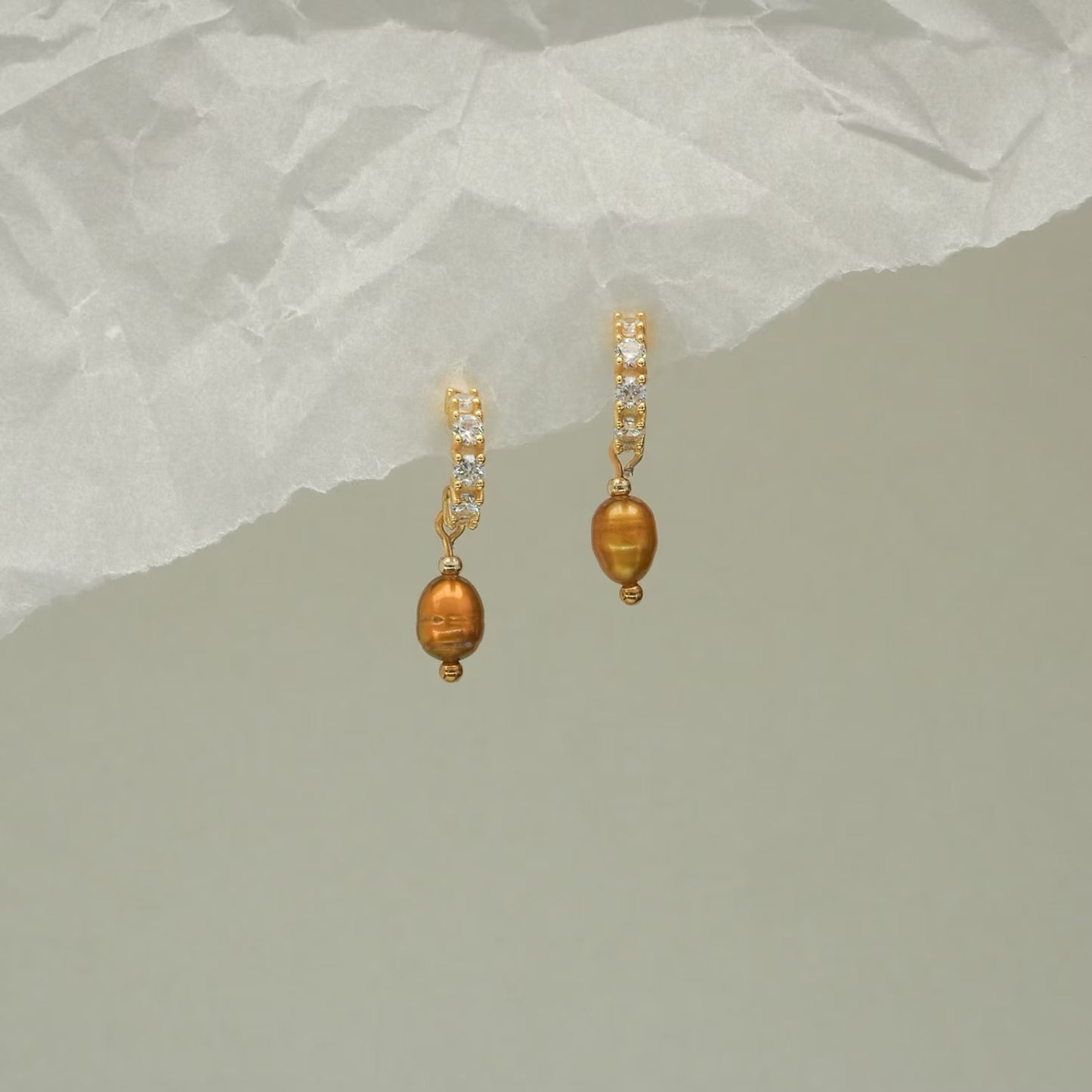 Golden pearl hoop
