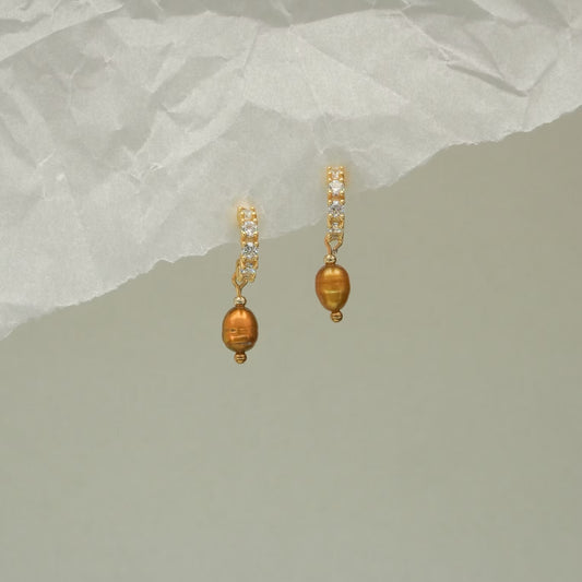 Golden pearl hoop