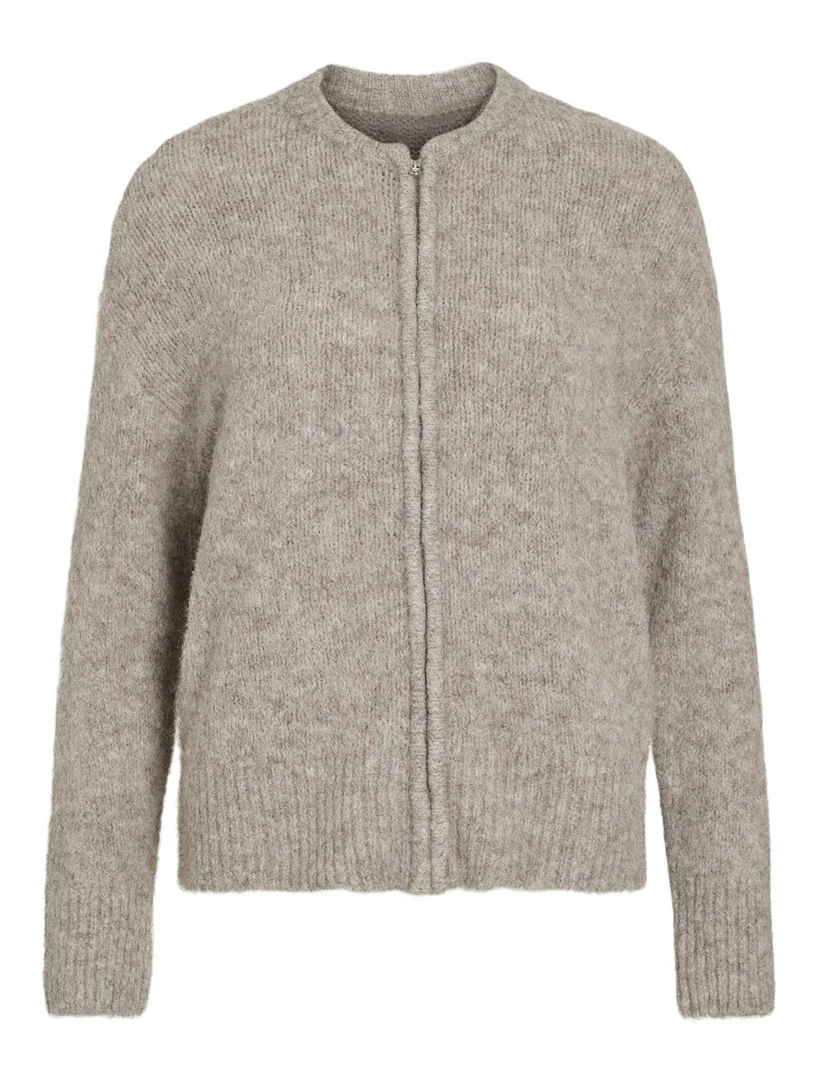 ViMarley L/S Zip Cardigan-natural melange