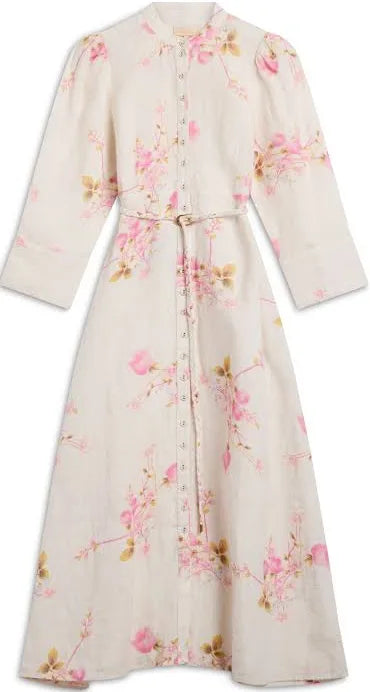 Linen shift dress-pink bloom-615