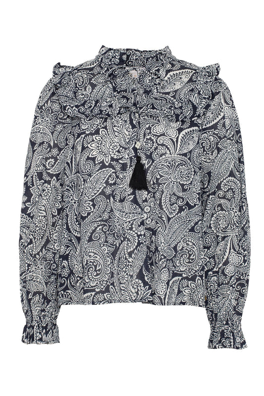 Malina Blouse-blue paisley