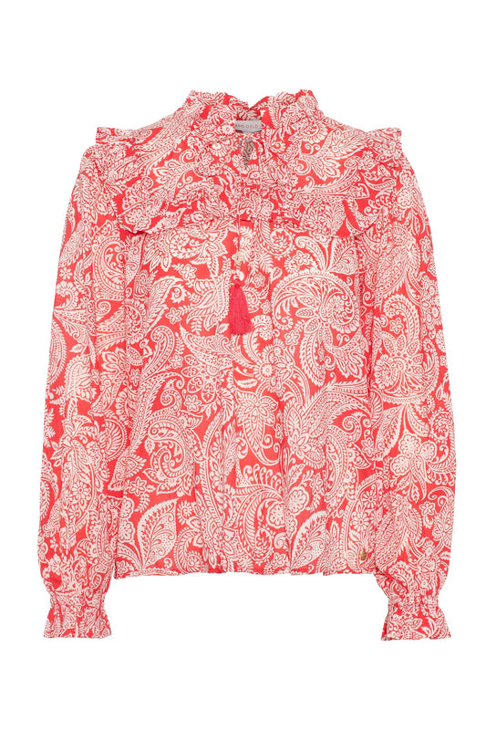 Malina Blouse-red paisley