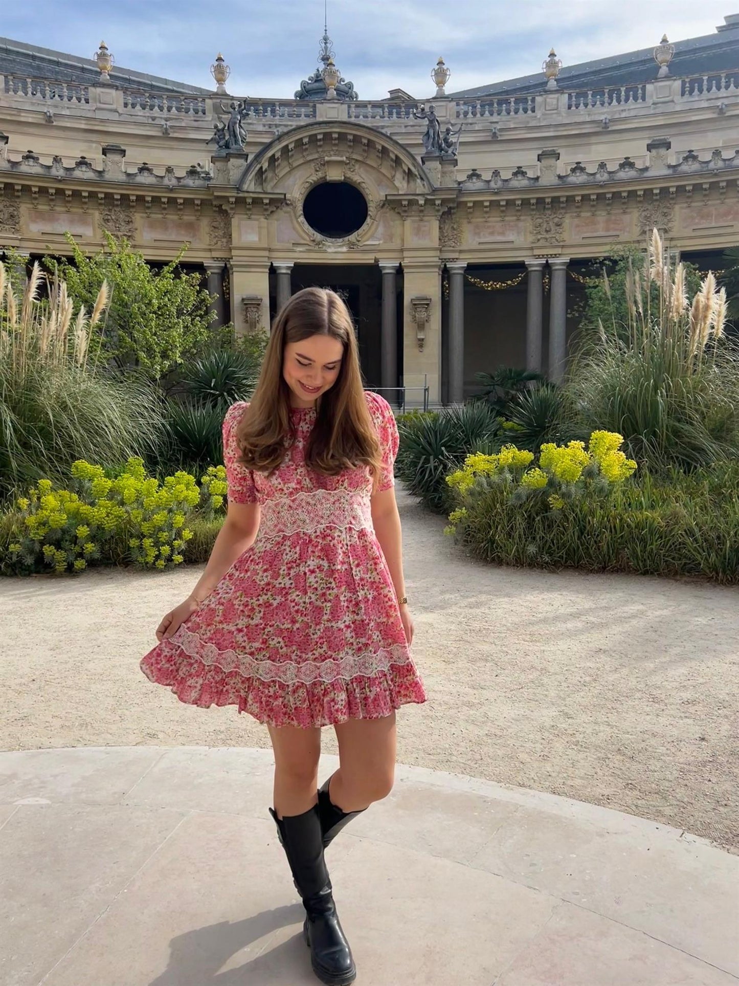 Cotton Slub Puffed Dress-summer fields