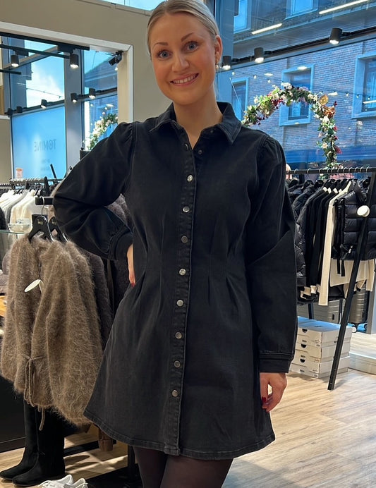 ViSol L/S Pleat denim dress-blacks