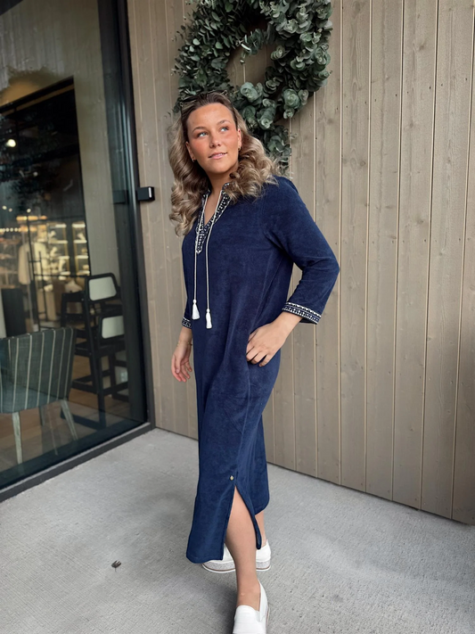 Kaftan Long Dress-navy
