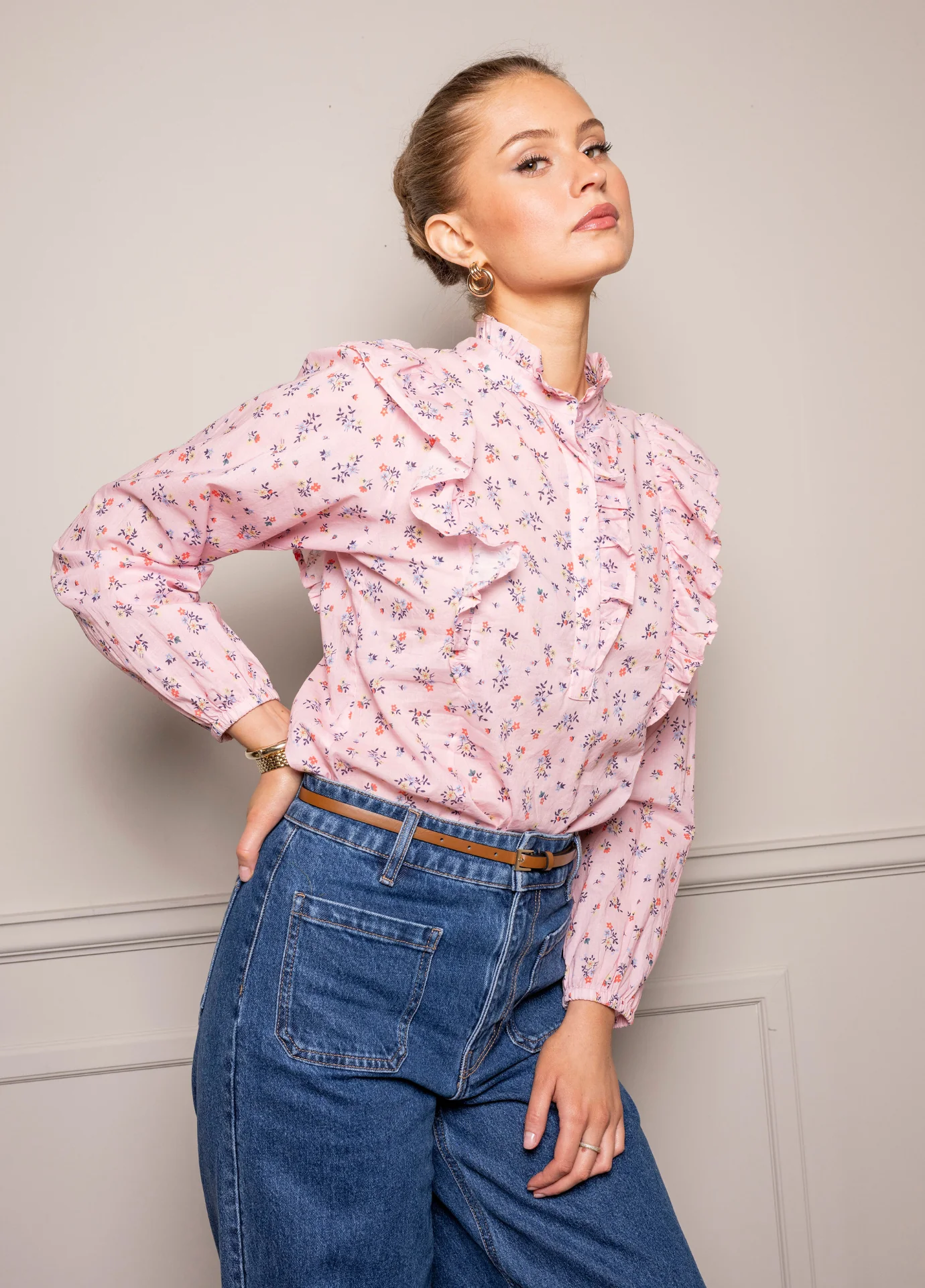 Maya Blouse- pink flora