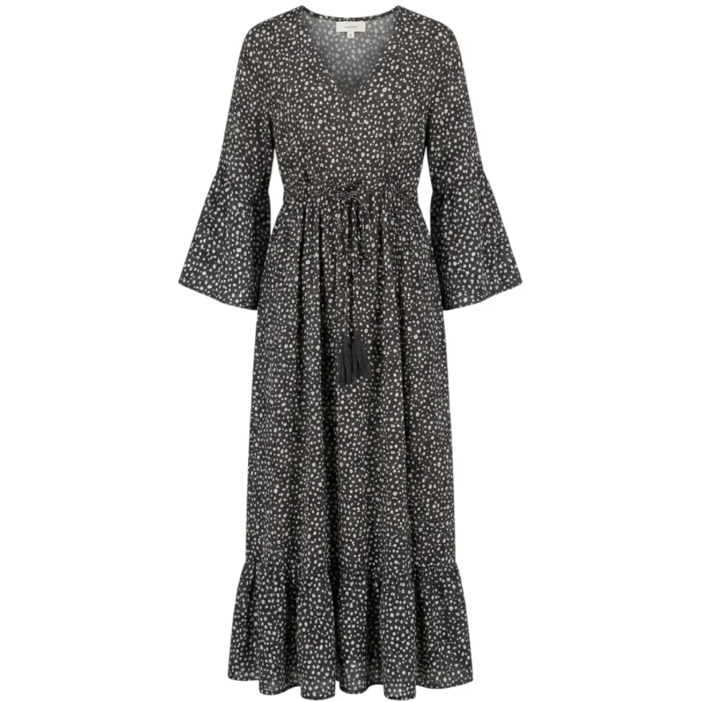 Maria Long Dress-brown dot