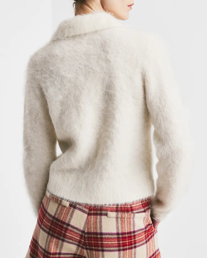 Hairy Knit Polo - offwhite