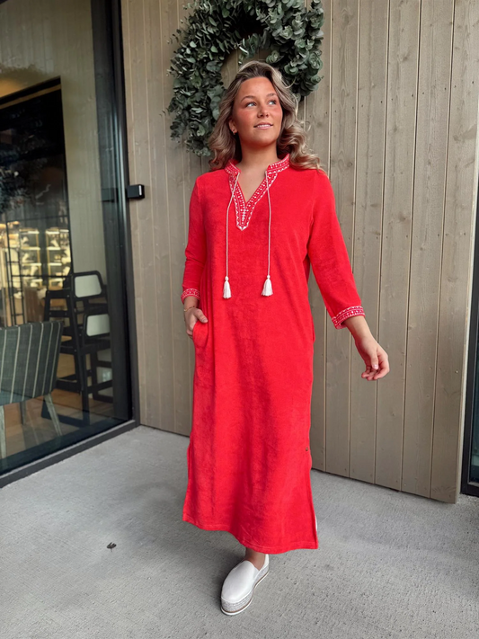 Kaftan Long Dress-coral