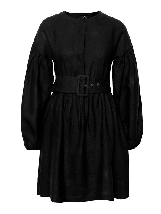 Aino linen dress -black