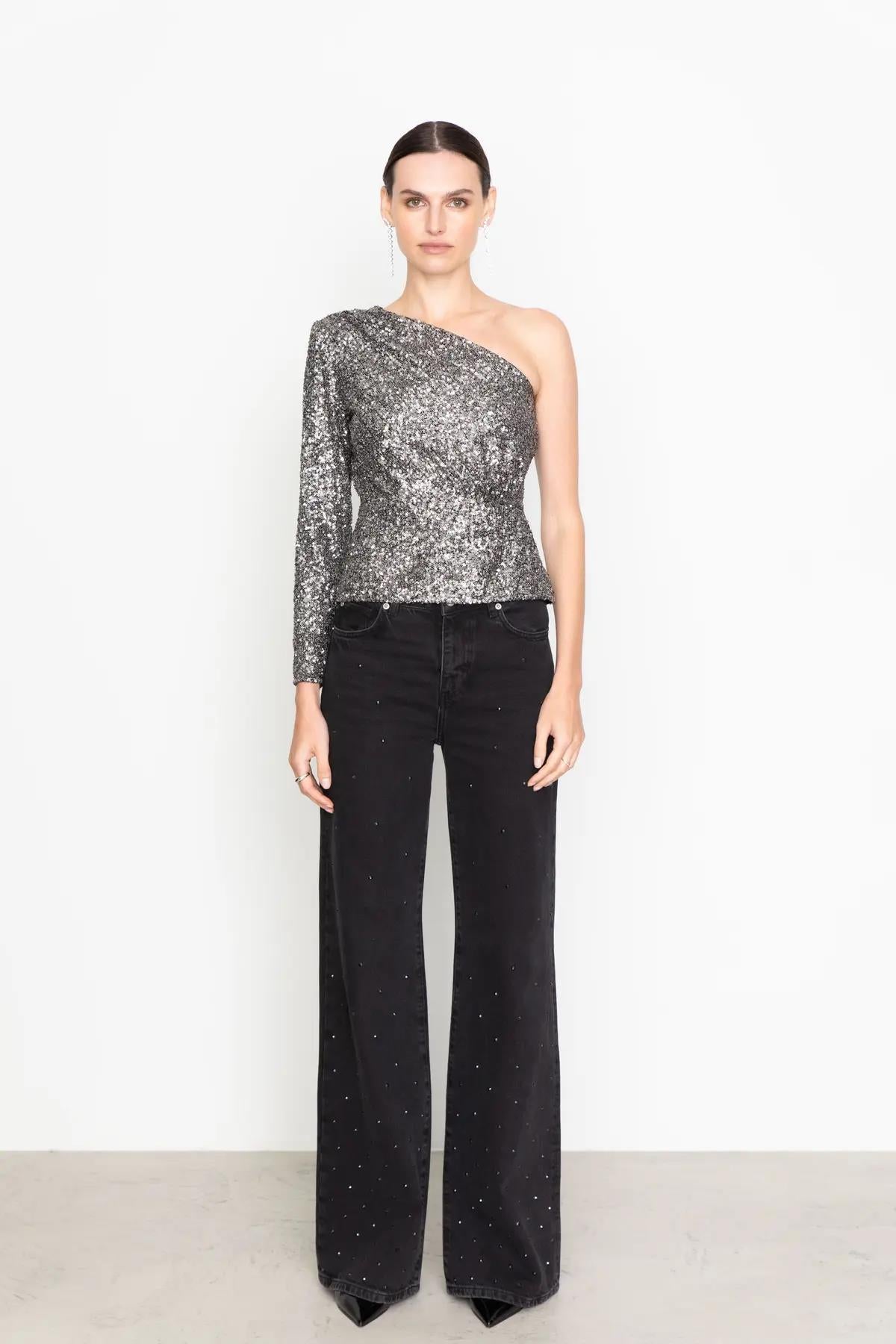 Libra Sequin Top - silver