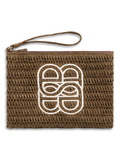 Mim Straw Clutch Brown