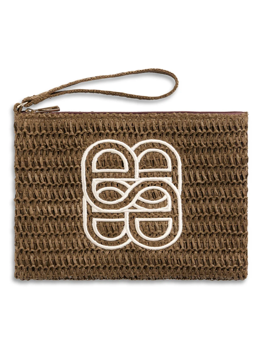 Mim Straw Clutch Brown