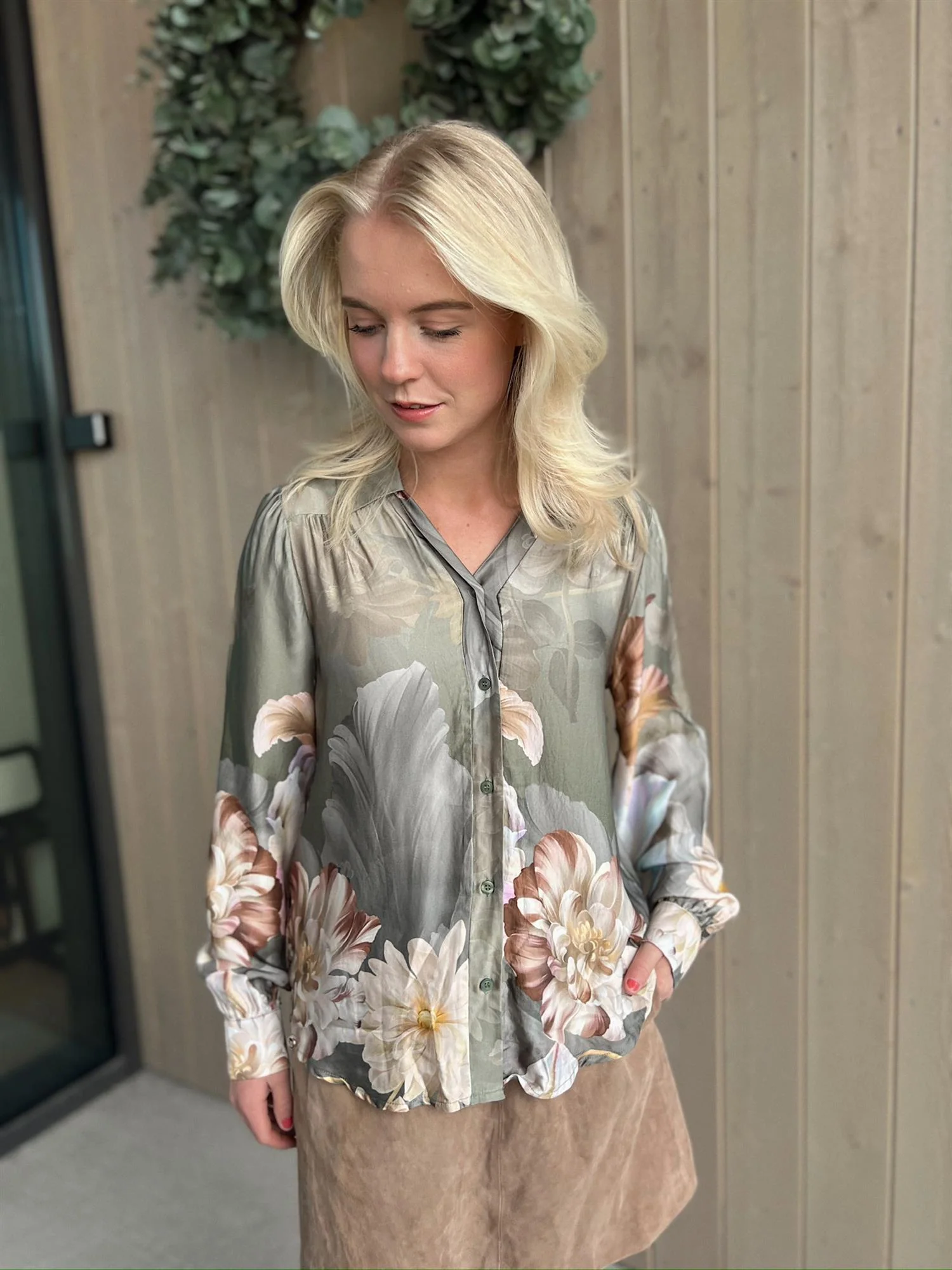 Blouse print-passion green