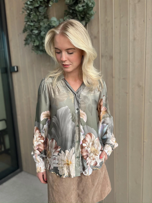 Blouse print-passion green