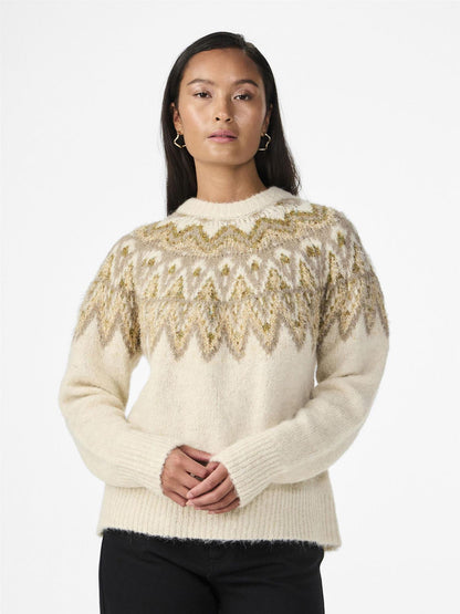 YASela Ls Knit Pullover-oat milk