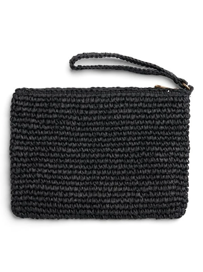 Mim Straw Clutch Black