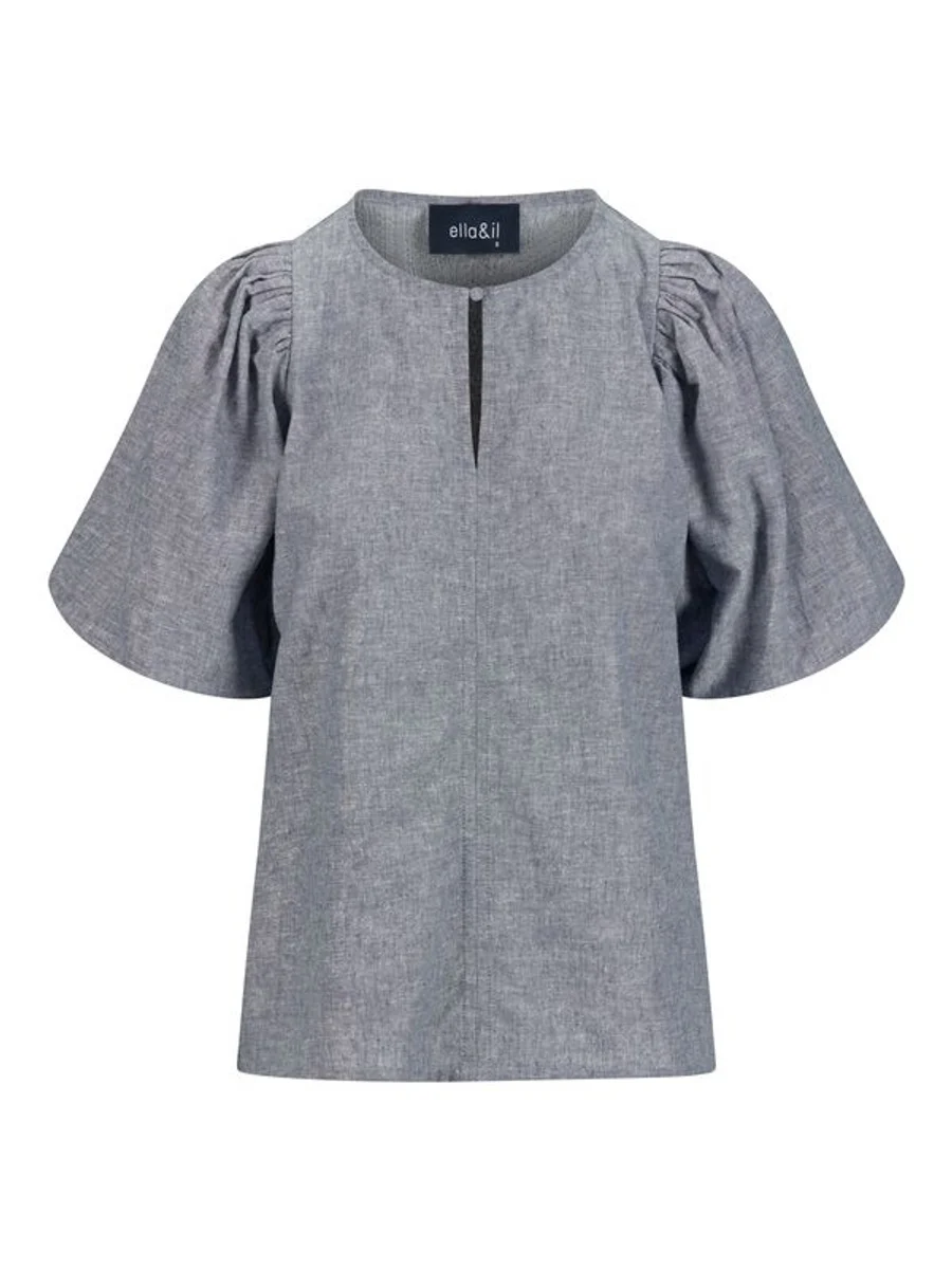 Anna linen top-denim blue