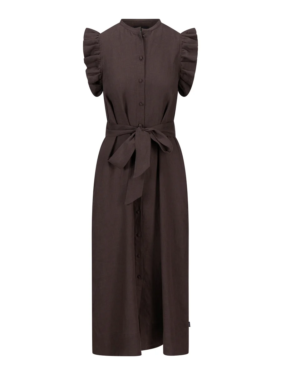 Pam Linen dress-dark brown