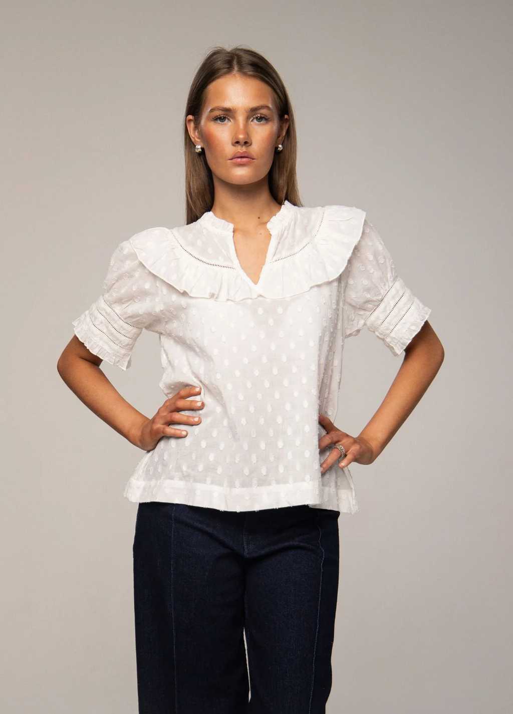 Adira Blouse Powder white