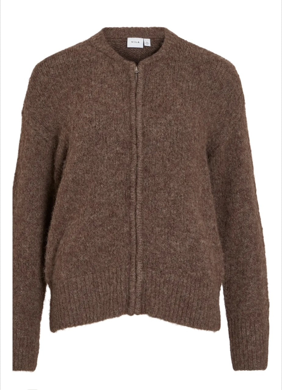 ViMarley L/S Zip Cardigan-shaved choco
