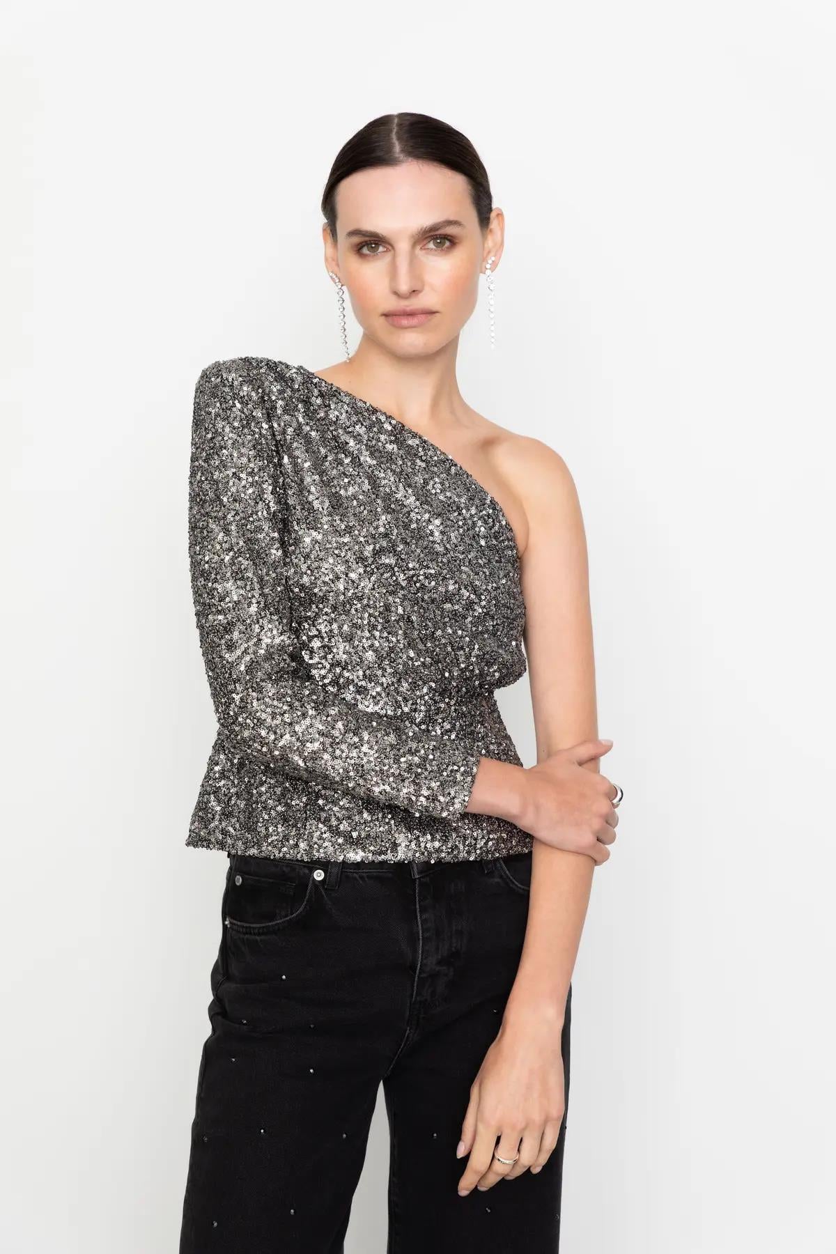 Libra Sequin Top - silver