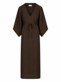 Pernille Linen Dress-dark brown
