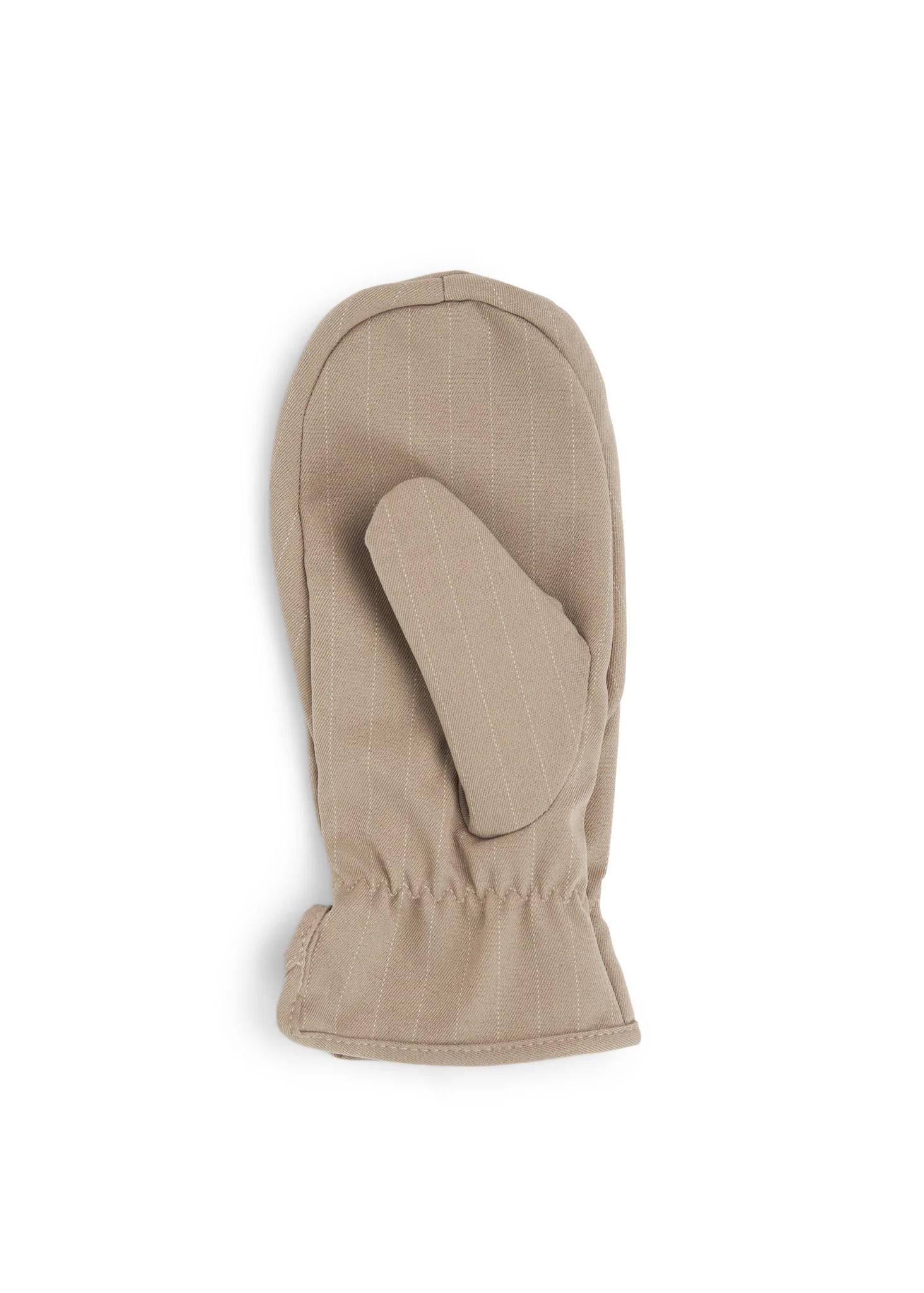 Mittens - taupe pinstripe