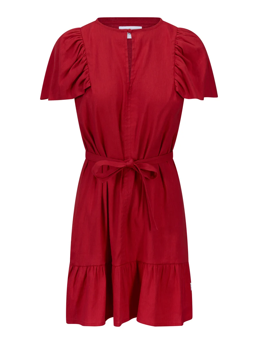 Mabel Linen Dress-red