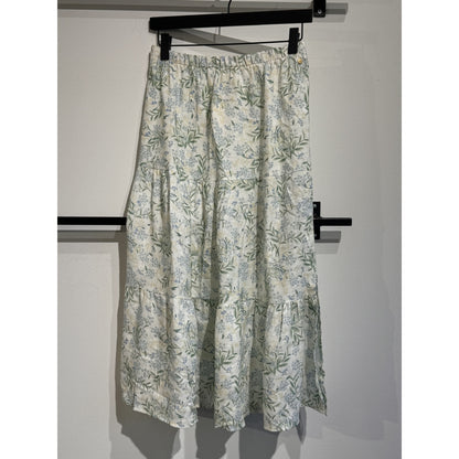Amara Long Skirt-blue leaf print