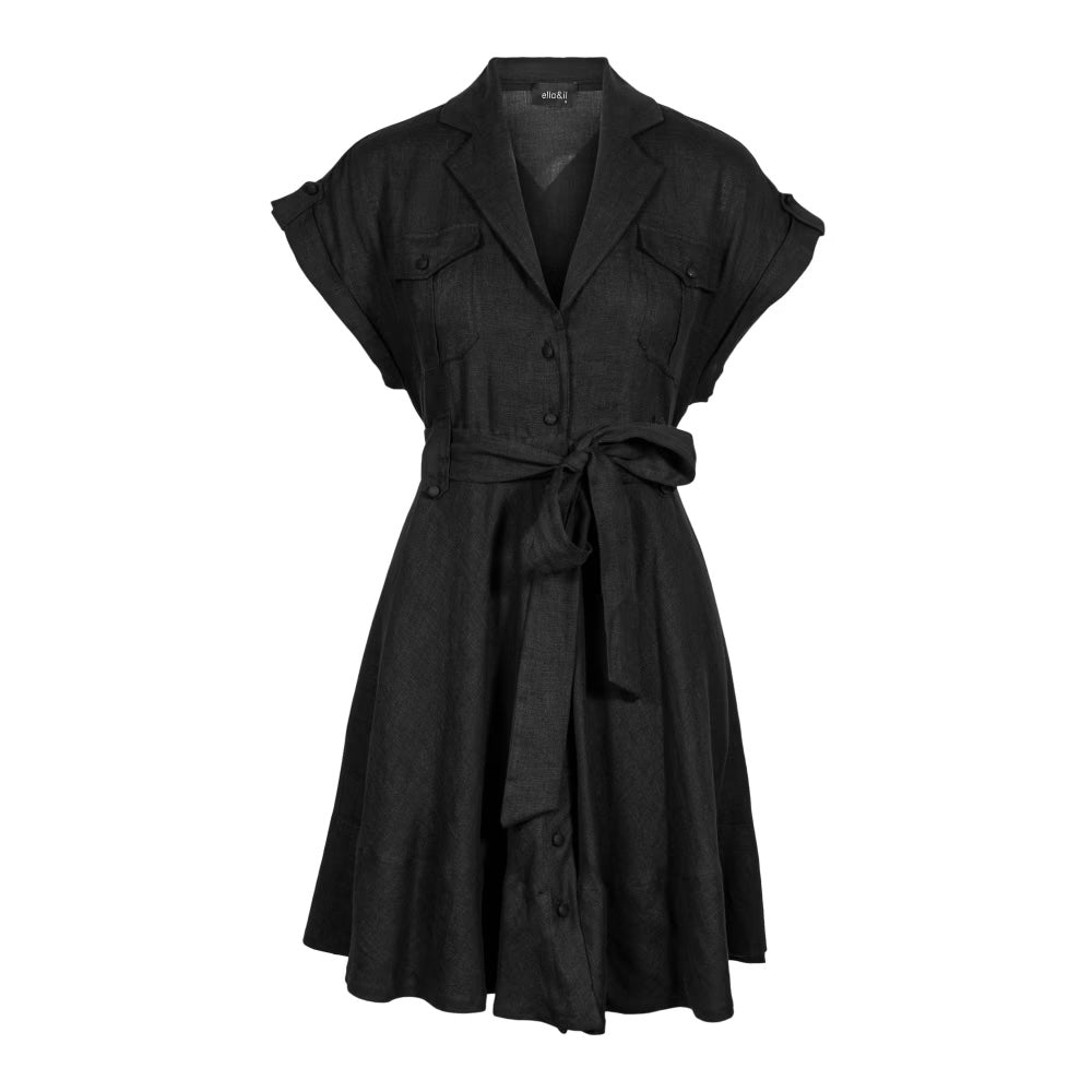 Addison linen dress-black