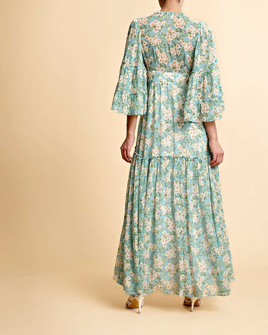 Chiffon V-neck Dress-Ney York blossom
