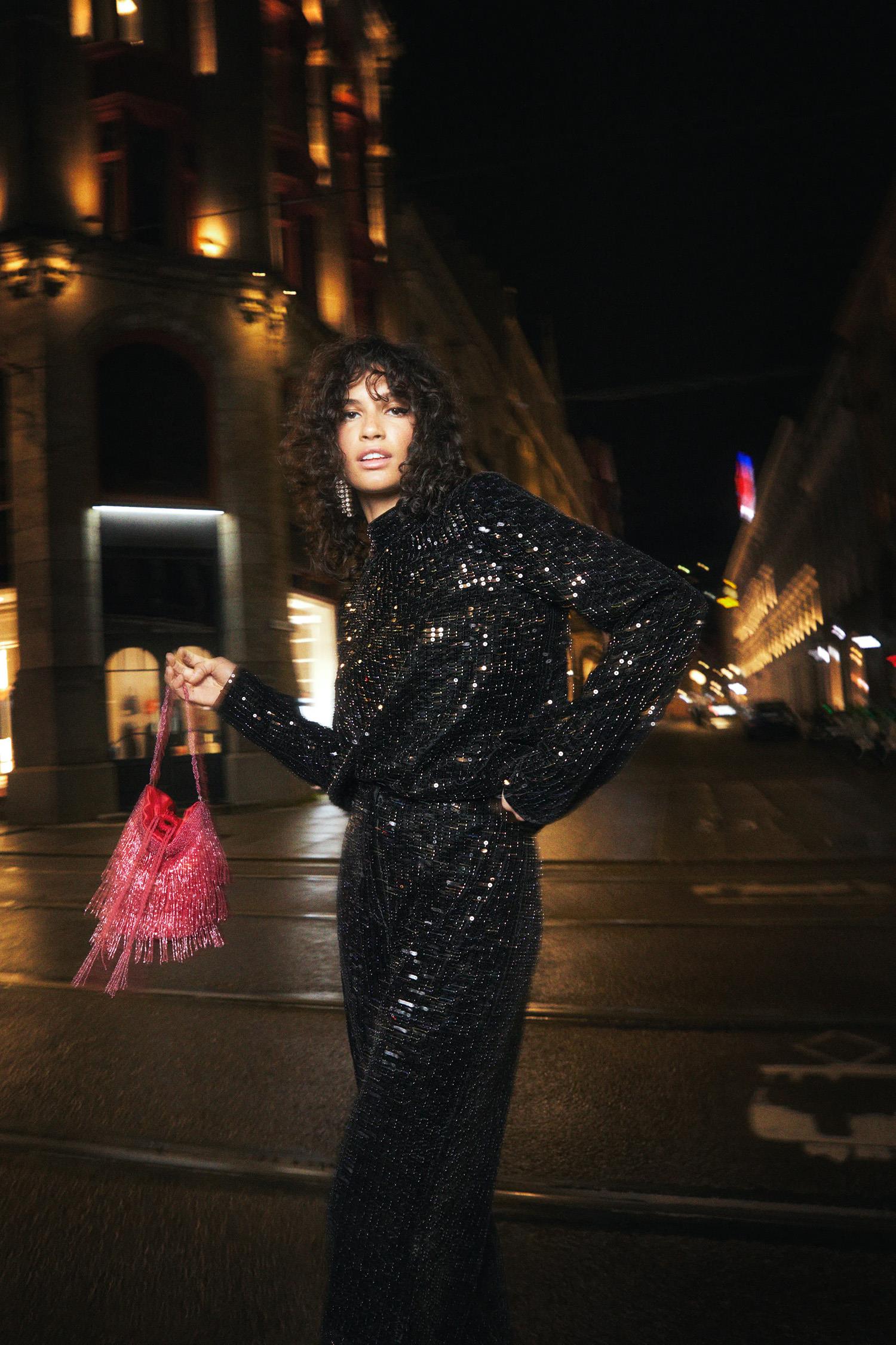 Jagger Sequin Trouser-black